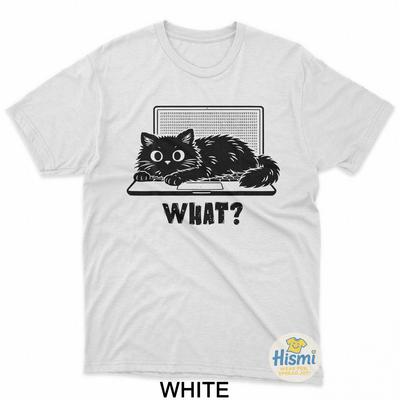 Funny Black Cat What Meme Sarcastic Humor Women Girls T-Shirt