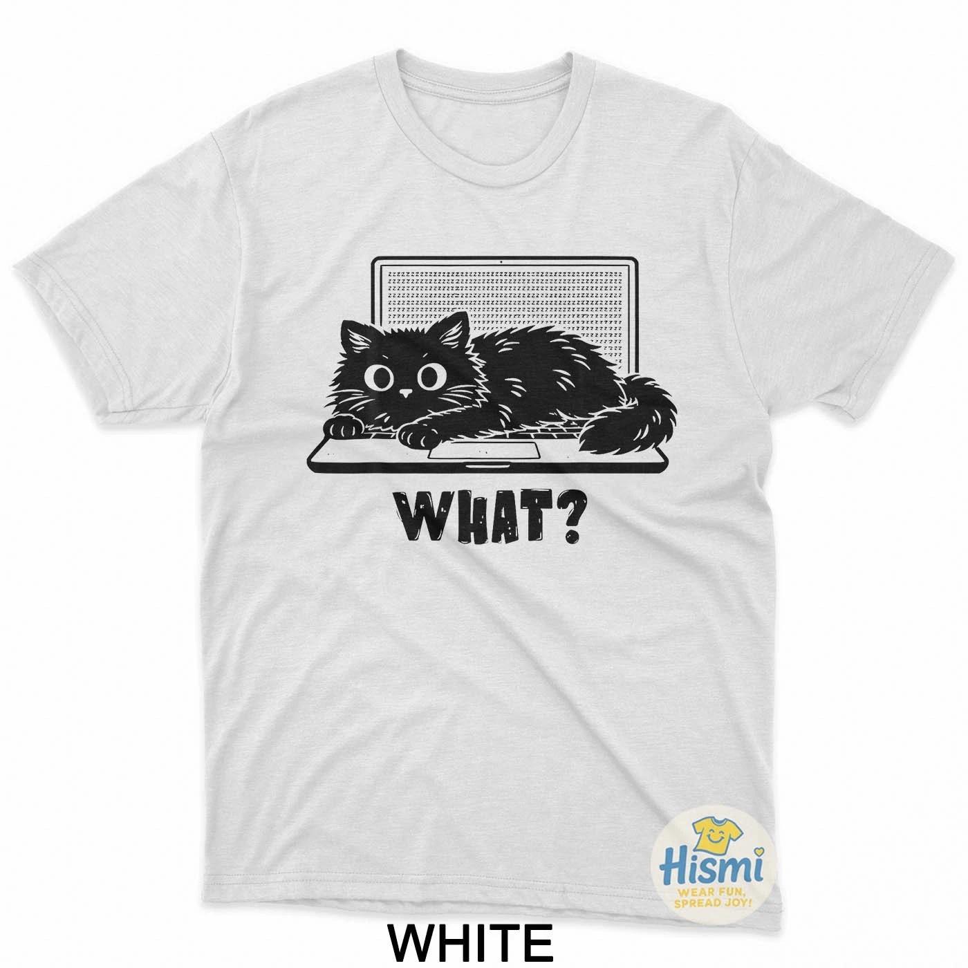Funny Black Cat What Meme Sarcastic Humor Women Girls T-Shirt S
