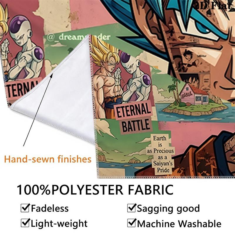 Anime Dragonball Wall Tapestry Aesthetic Wall Hanging Printed Fabric Blanket Decorative Tapestries for Bedroom Living Room Home Decor