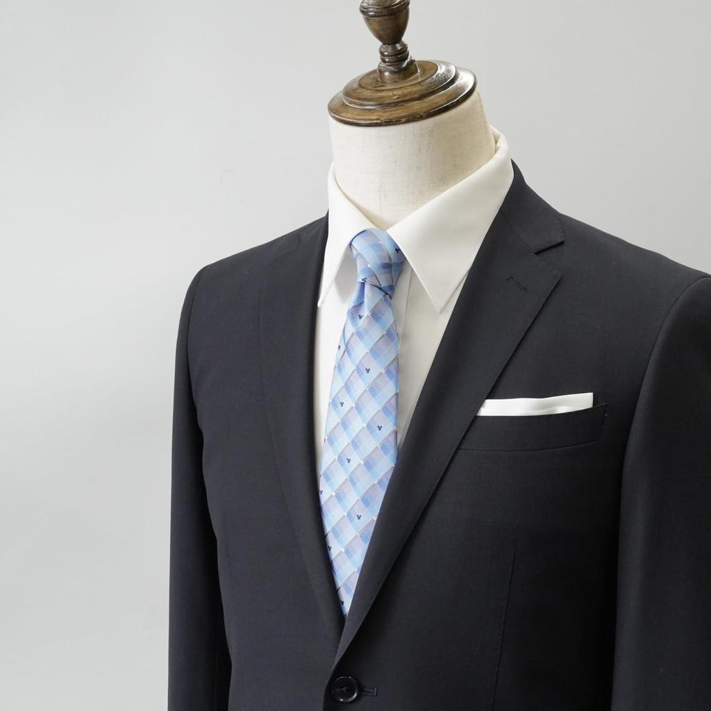 [Disney] Necktie (Three Circle Silhouette Gradient Check Pattern) D50037 Light Blue