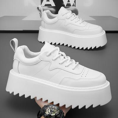Modne Skórzane Męskie Białe Sneakersy Projektant Buty Podwyższające Mężczyźni Wygodne Czarne Sneakersy na Platformie Mężczyźni Buty Chunky