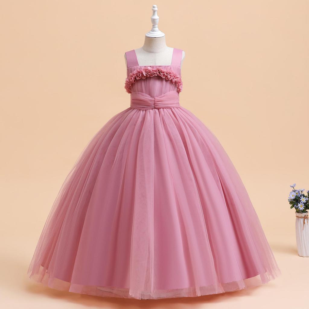 European Princess Style Formal Dress for Girls - Elegant Birthday and Show Long Gown