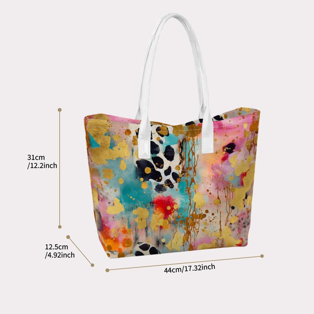 Colorful Abstract Print Tote Bag Fashion Portable Daily Use Shoulder Bag for Women Casual Shopping Handbag