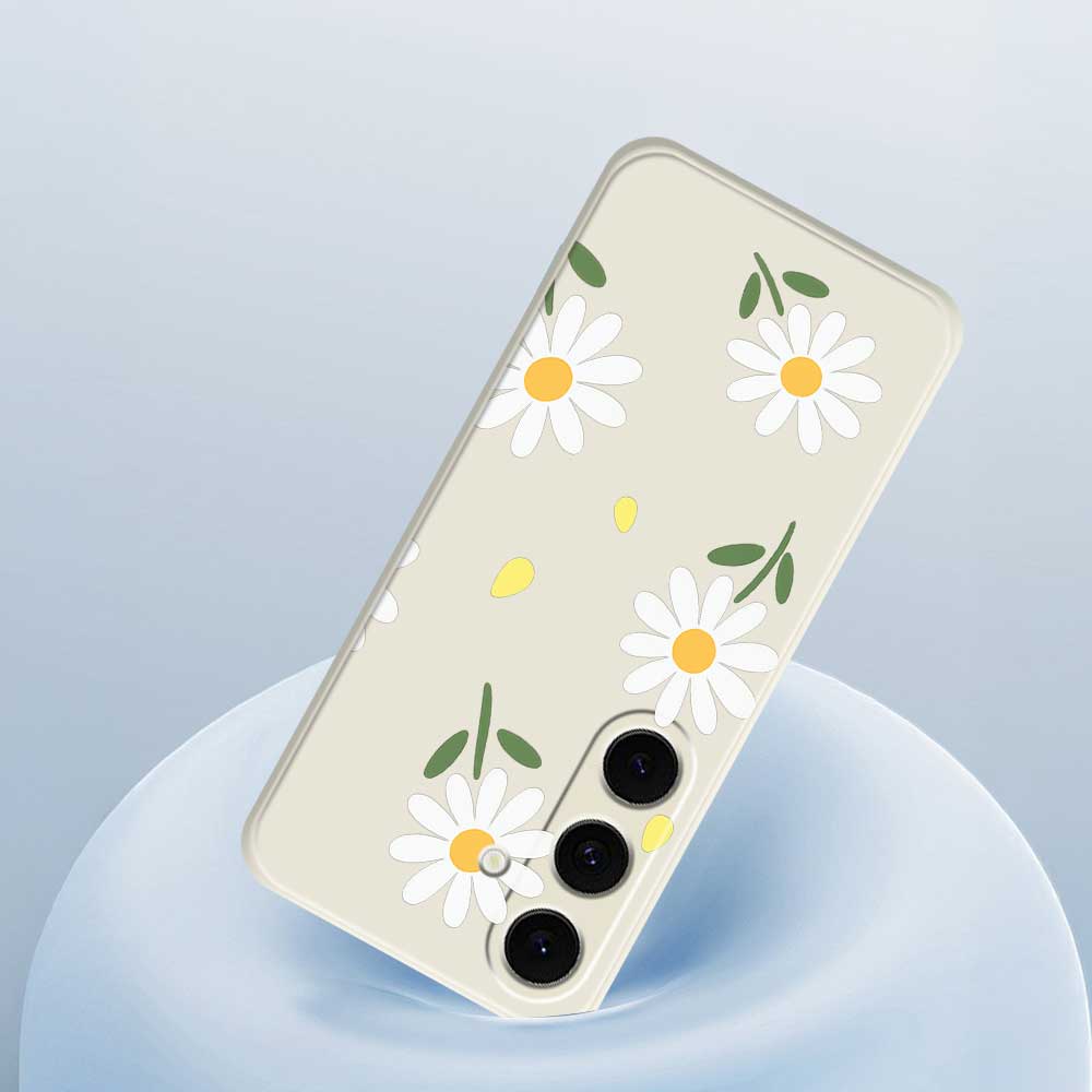 For Samsung Galaxy S25 FE Case Daisy Pattern Printing Straight Edge TPU Phone Back Cover