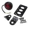 Universal Motorcycle LED Tail Brake Light Side Mount License Plate Bracket Vintage Round Grille Rear Stop Lamp for Harley Sportster Bobber