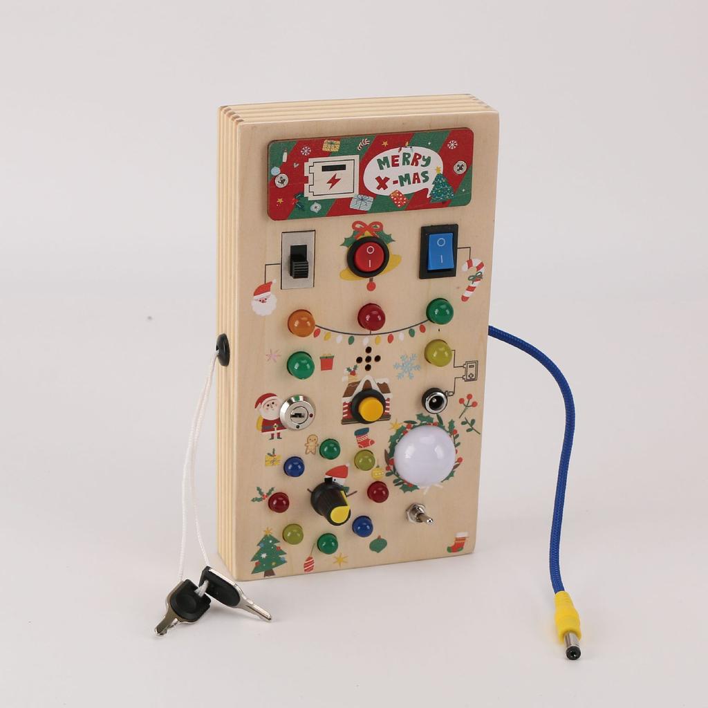Early Childhood Education Wooden Led Light Socket Switch Busy Board Toys Hands-on Wooden Toys