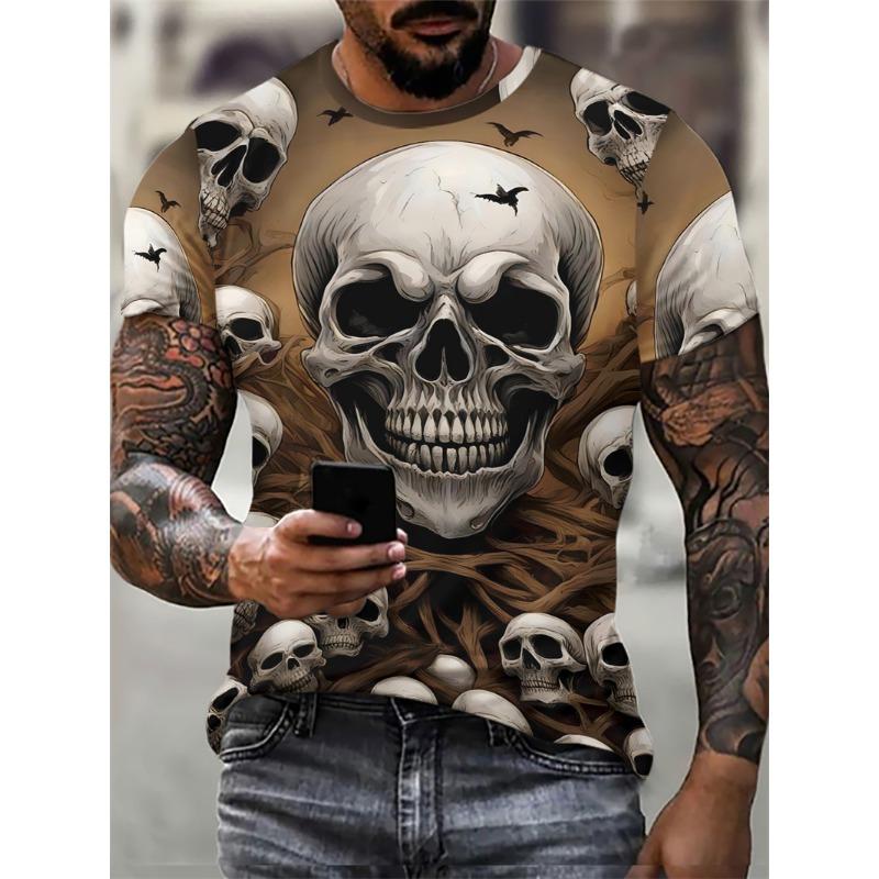 

Horror Skulls Pattern Men s Gothic T-Shirts Summer Short Sleeve 3D Printed Terror Street T Shirt 6XL Plus Size Casual Tops XXS