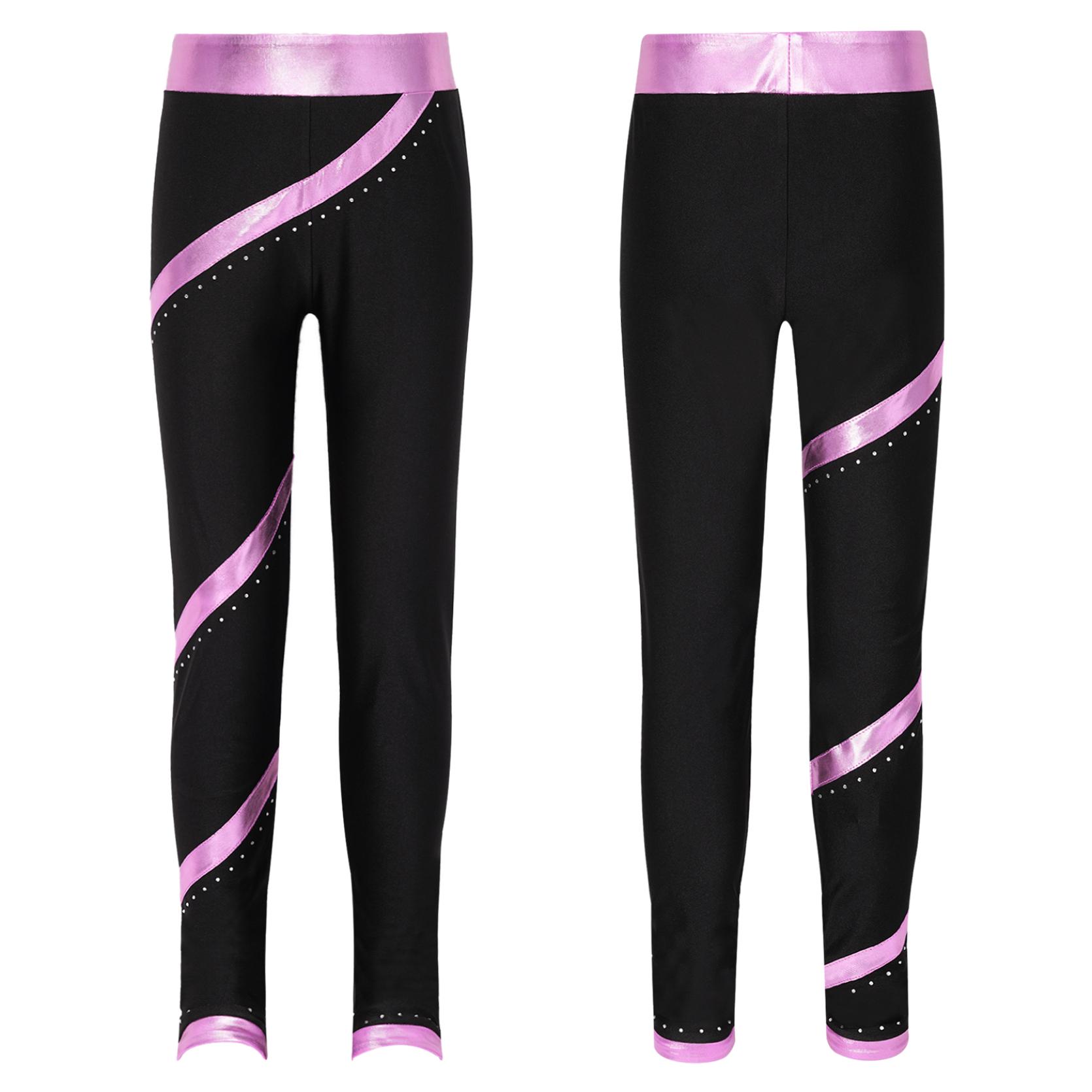 IEFiEL Kinderen meisjes kunstschaatsen gymnastiek prestatie legging glanzende strass skinny broek 13-14 Years roze