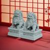 Lucky Wealth China Stone Lion Carving a Pair of Feng Shui Home Bar Desktop Mascot China Feng Shui Kirin Jewelry Decoration