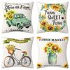 Summer Sunflower Flowers Linen Pillowcase European and American Home Decoration Truck Pillowcase