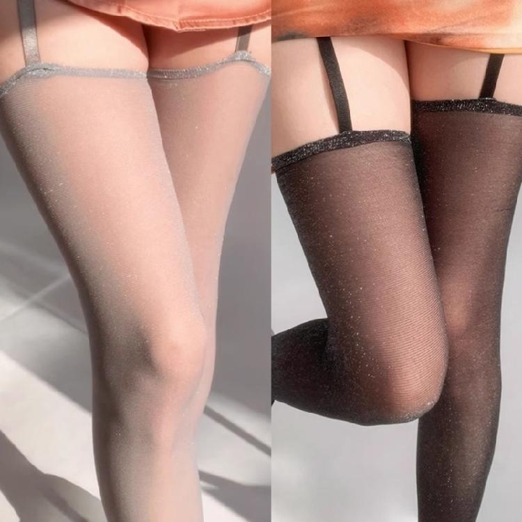 Women Garter Stockings Sexy Sheer Shimmering Suspender Pantyhose Lingerie Tights