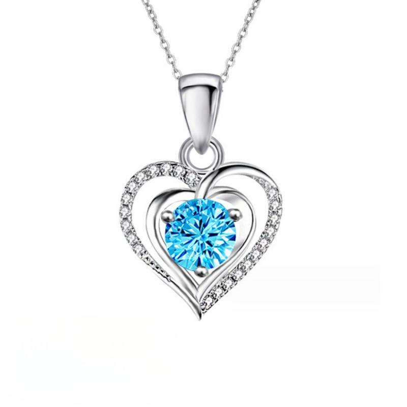 Serce Oceanu Cyrkonia Stal Nierdzewna Biżuteria Serce Diamentowy Naszyjnik Stal Tytanowa Wisiorek Miłości