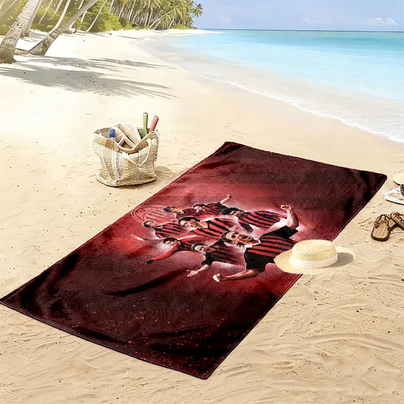 Asciugamano da Spiaggia Stampa AC Milan, Asciugamano Grande Morbido Asciugatura Rapida per Spiaggia Campeggio Nuoto