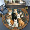 Cats Round Area Rug,Carpet Rug for Living Room Bedroom Sofa Playroom Decor,Non-slip Floor Mat