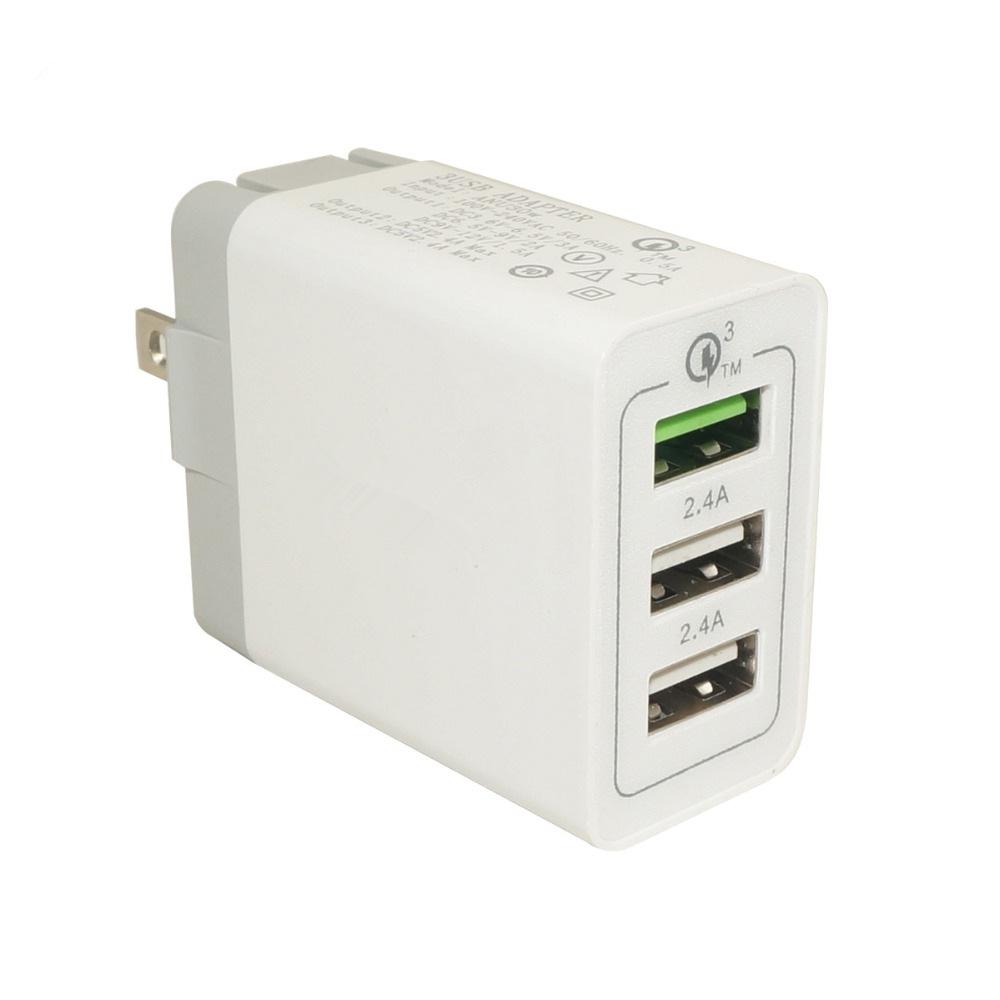 Qualcomm QC3.0 3-Port USB Fast Charger - UK/EU/US Compatible