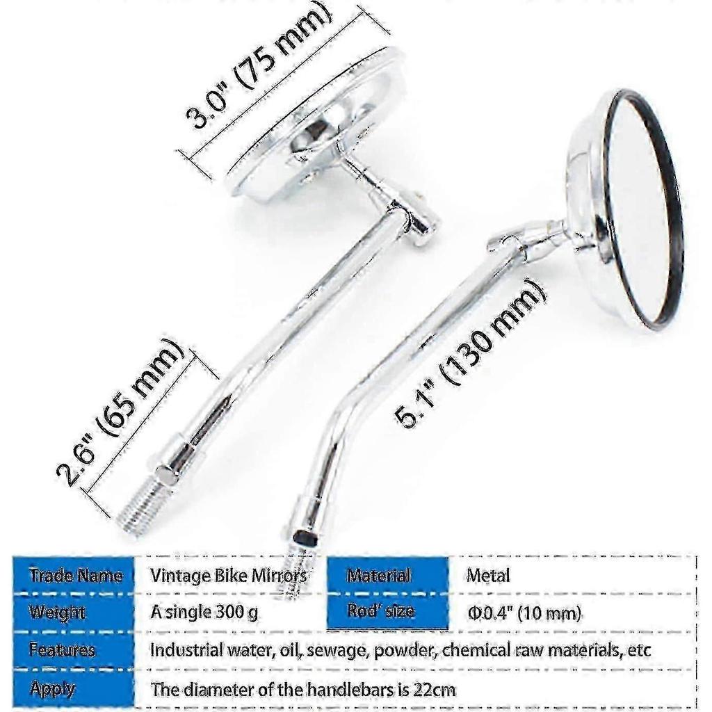 2026 Hot!! 2026 Hot Vintage Bike Mirror Metal Bicycle Mirrors For Handlebars Rearview Mirror Cruiser Bike Mirror Electric Bike Mirror Side Mirror Galv