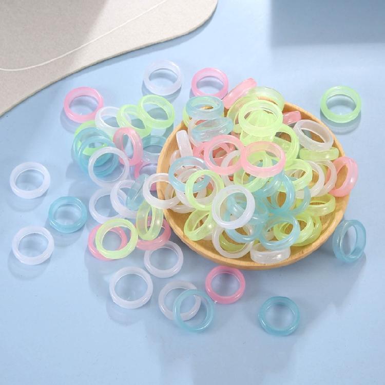 10 Pcs Candy Color Resin Ring Fashion Stackable Rings Y2K Luminous Ring Jewelry