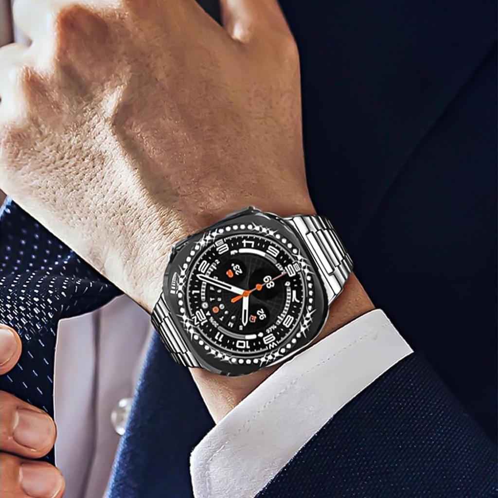 Bling Diamant Hülle für Samsung Galaxy Watch 8 40mm 44mm Zubehör Hohl PC Mauerwerk Schutz Stoßstangen Schale für galaxy watch 8 Abdeckung 46mm