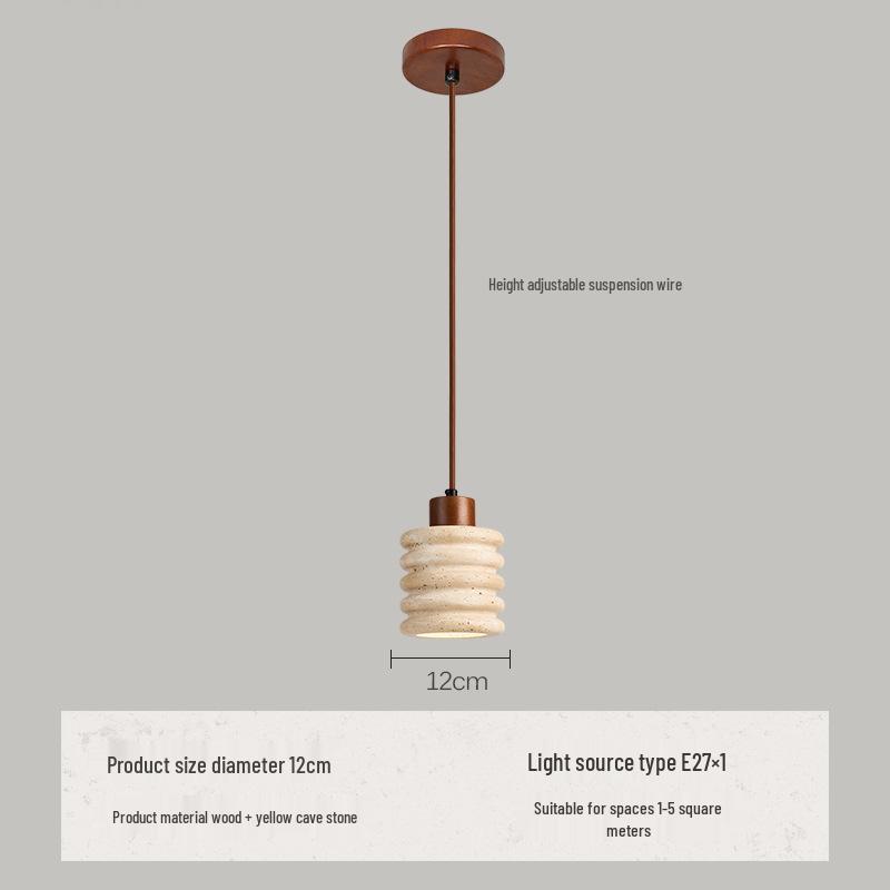 Японский стиль Ваби-Саби Желтый Травертин Прикроватный Подвесной Светильник - Ретро, Креативный, Дизайнерская Версия. Without light source