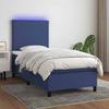 Box Spring Bed with Mattress & LED Blue 100x200 cm Fabric