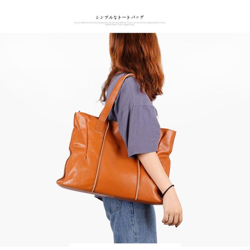 Genuine Leather Tote Bag for Women, Top Grain Cowhide Shoulder Handbag, Large Capacity A4 Work Bag, Soft Texture Commuter Purse, Vintage Style