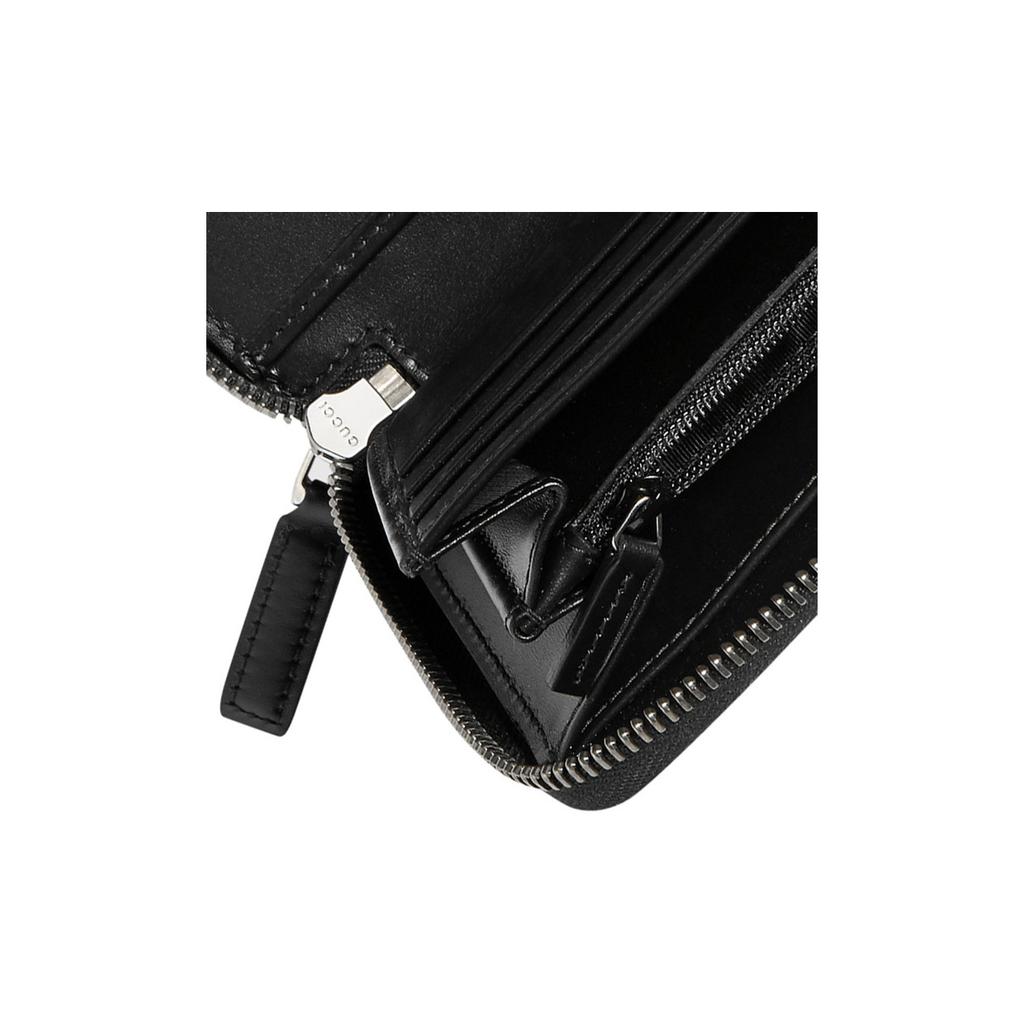 Gucci Monogram Logo Embossed Long Zipper Leather Wallet Clutch Unisex Wallets Black 447906-CWC1R-1000