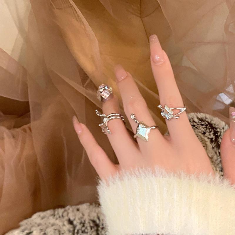 Unique Irregular Liquid Diamond Starburst Adjustable Copper Ring For Women Fashion Lovers