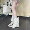 Tai Cool Fried Street Pant Pants Boots Are Popular This Year, Pearl White Pointed Wedges But Mid-knee Boots