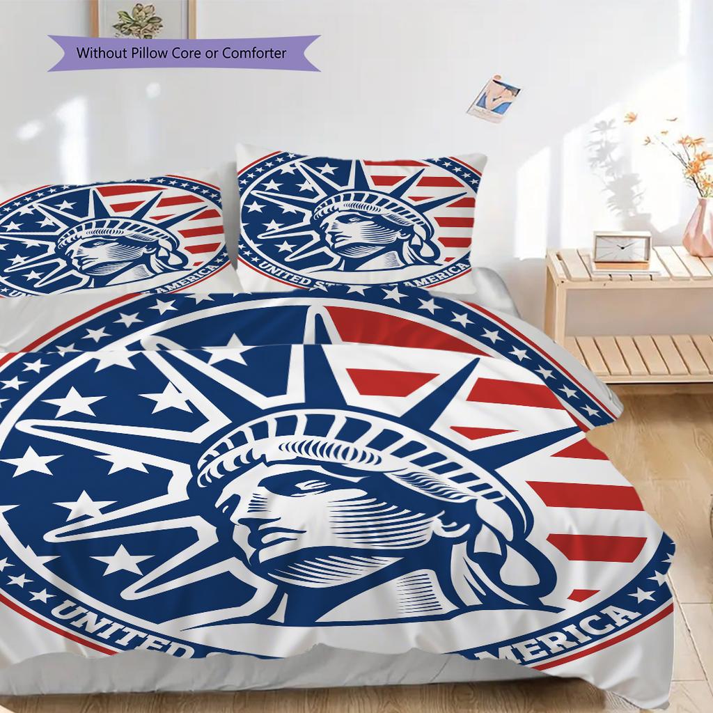 Statue of Liberty, USA Bedding, Duvet Cover, Pillowcase, Home Decoration, Birthday Gift (1 * Duvet Cover+2 * Pillowcase, Coreless)