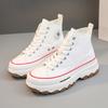 Spring Autumn Female Women High Top Sneakers Lace-Up Casual Plarform Height Canvas Non-slip Wear Resistant Vulcanize Shoes