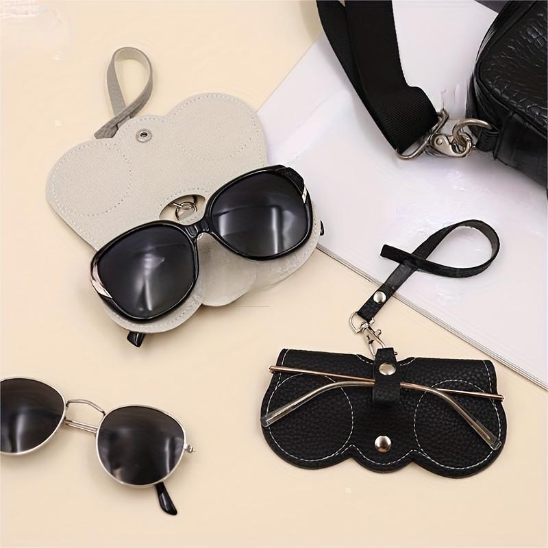3Pcs Portable Sunglasses Protector Soft Leather Eyeglasses Clip Simple Glasses Holder Storage Bag