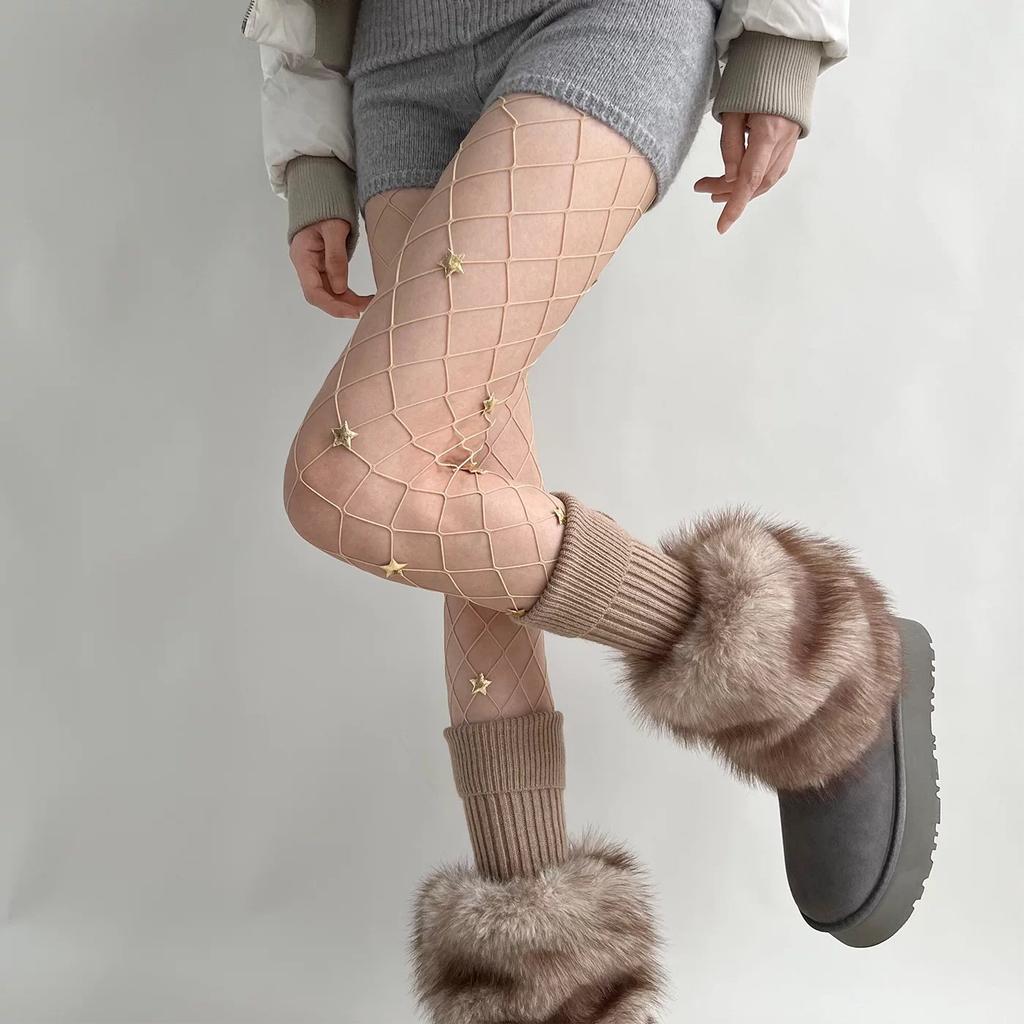 Japanese Shibuya Girl Colorful Fishnet Stockings Star Diamonds Sexy Women Drill Tights Pantyhose Tights For Female Party
