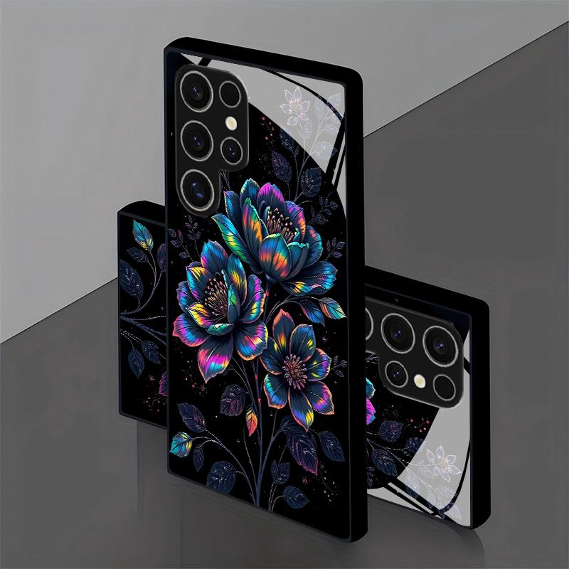 Holographic Lotus Pattern 2D Phone Case for Samsung S26 S25 S24 S23 S22 S21 S20 A56 A36 A16 - Glass Protective Cover