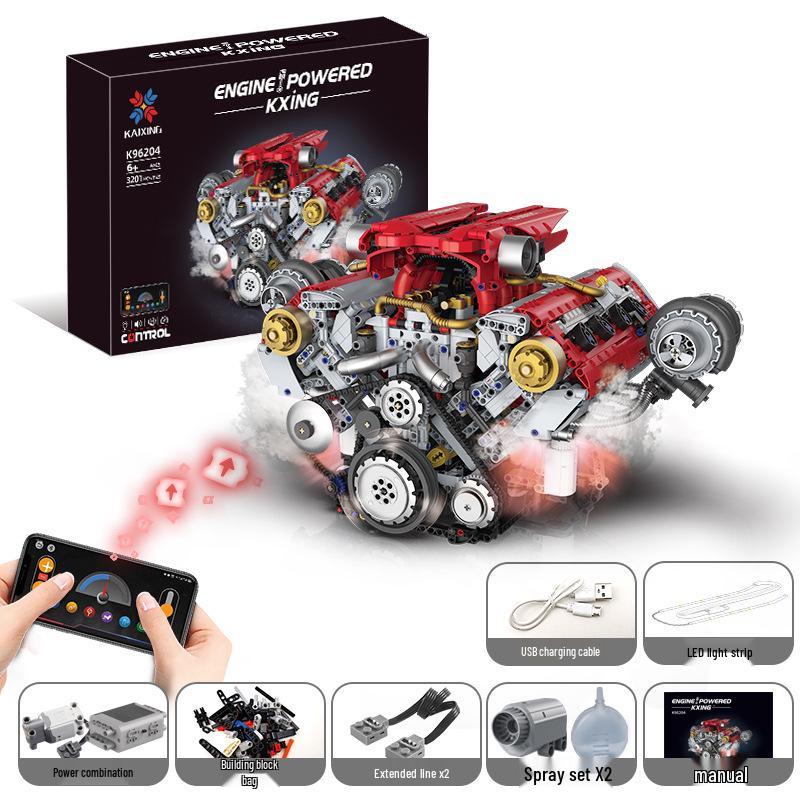 Ferrari V8 Engine Model Kit with App-Controlled Lights & Mechanisms