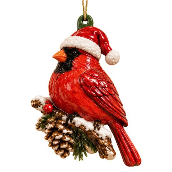 Christmas Tree Hanging Decorations Red Bird Ornament, Acrylic Decor for Holiday Gift Friends Holiday, Festive Pendant Home Party Fireplace, Lovers