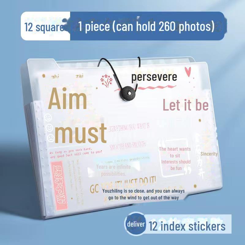 A4 Transparent 12-Grid Accordion Folder for Paper Storage and Organization