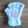Cartoon cat claw gloves women's winter cute girl bare finger thickened warm bear paw plush half finger gloves