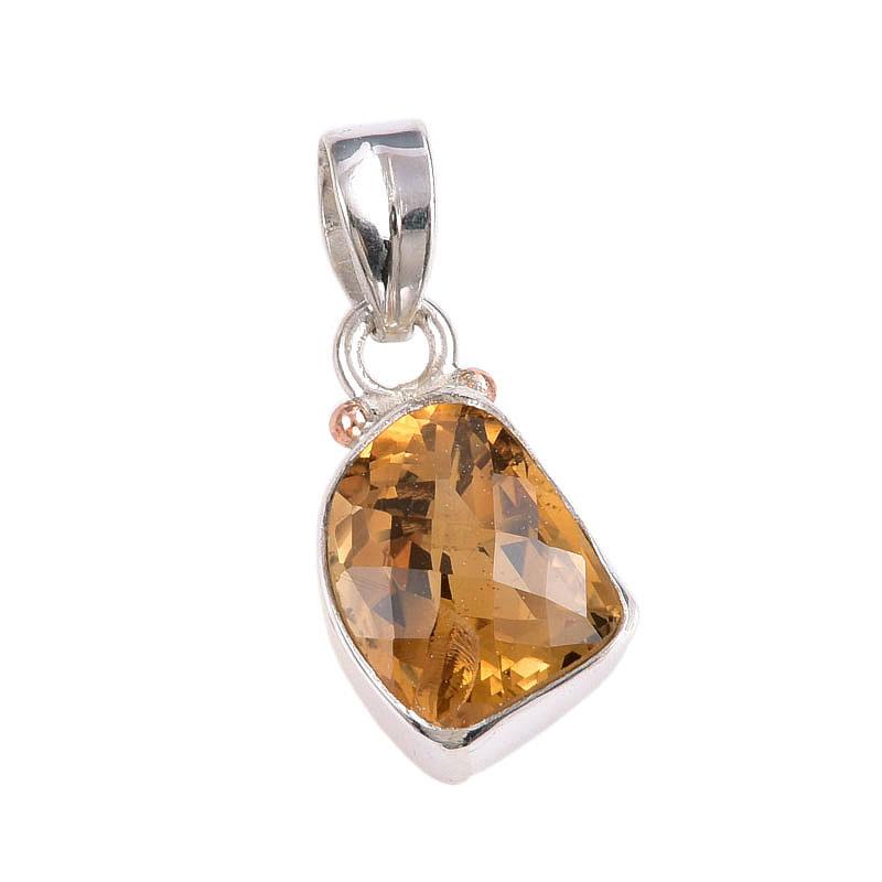 Natural Citrine Gemstone Handmade 925 Solid Sterling Silver Gift Pendant 1" W2s09