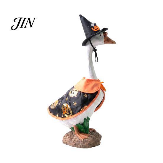 Halloween Porch Decor Costume 1 Set Goose Outfit, Lawn Festive Clothes with Pumpkin Spider Pointed Elements Hat, for 23 Inch Statue Outdoor