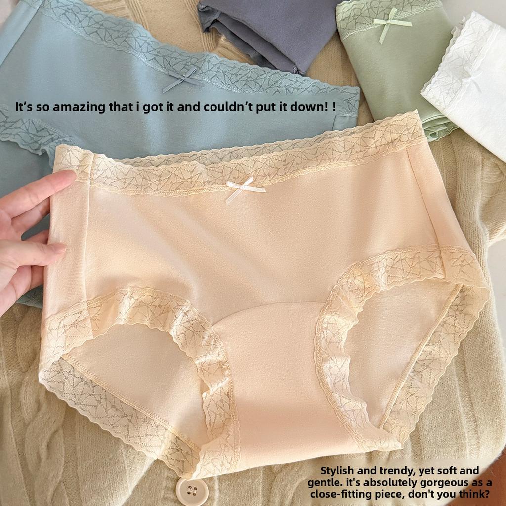 Ladies Summer New Sweet 10A Antibacterial Cotton Extended Middle Waist Triangle Briefs
