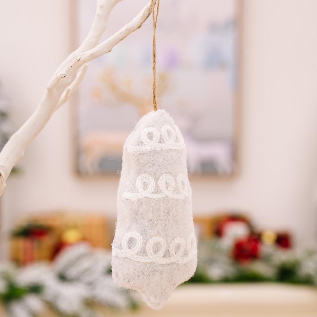 Festive Christmas Minimalist Fabric Tree Hangings With Stripes And Dots For Decoration Seasonal