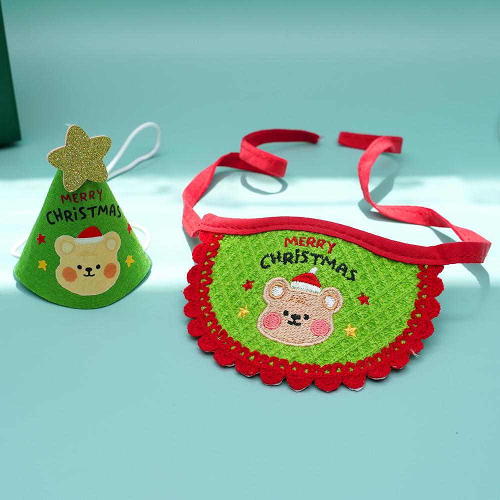 

Embroidery Festival Happy Bear Pet Set Felt Supplies Standing Hat Bib Scarf Cat Dog Rabbit Dog M average size