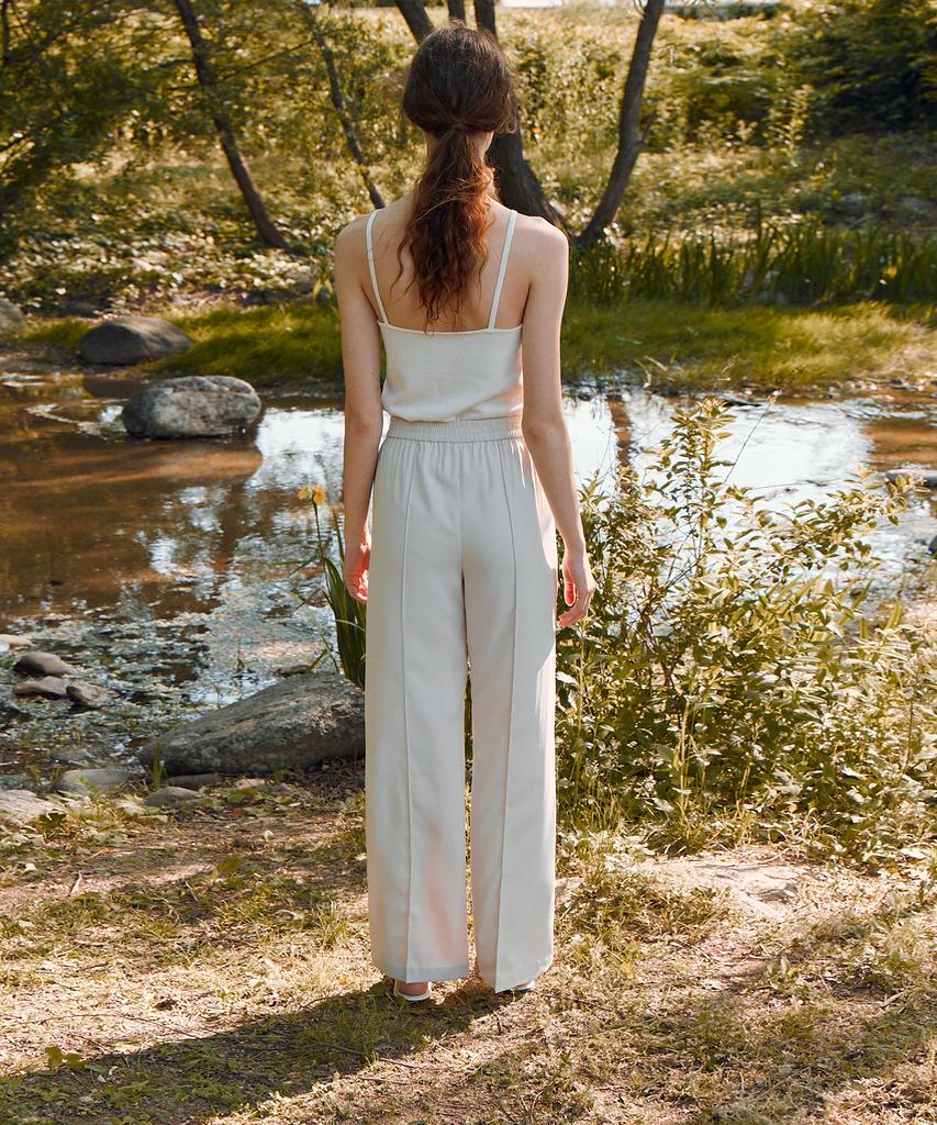 RE RHEE Pintucked Wide Leg Trouser