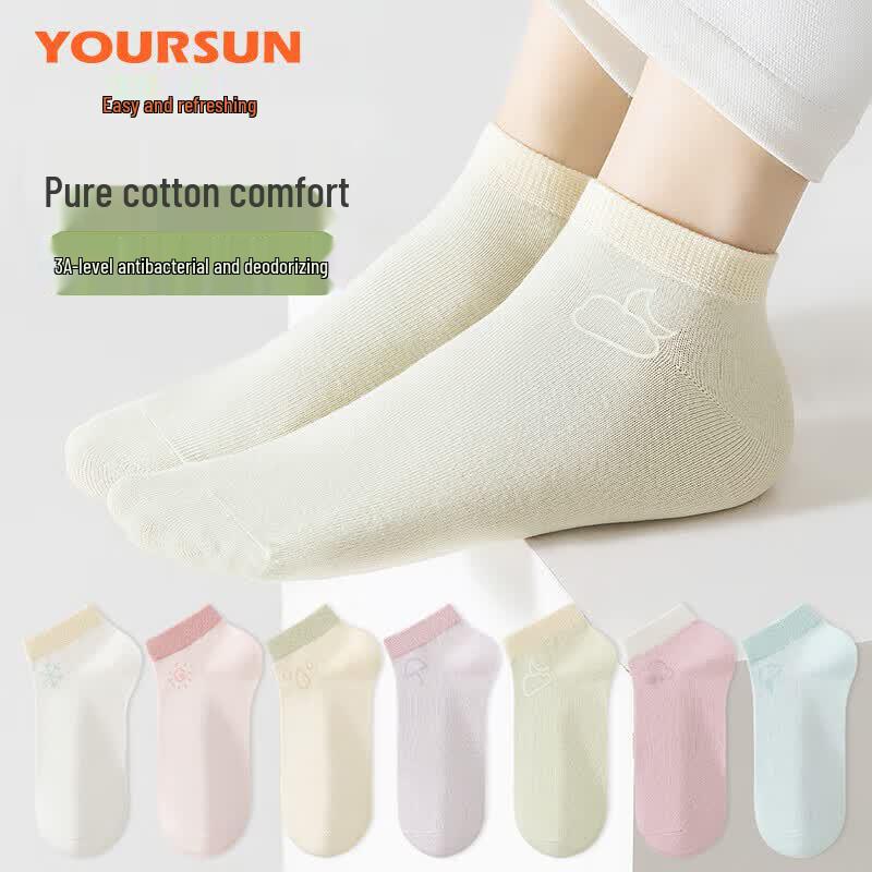 Women s 100% Cotton Breathable No-Show Socks (7 Pairs) M