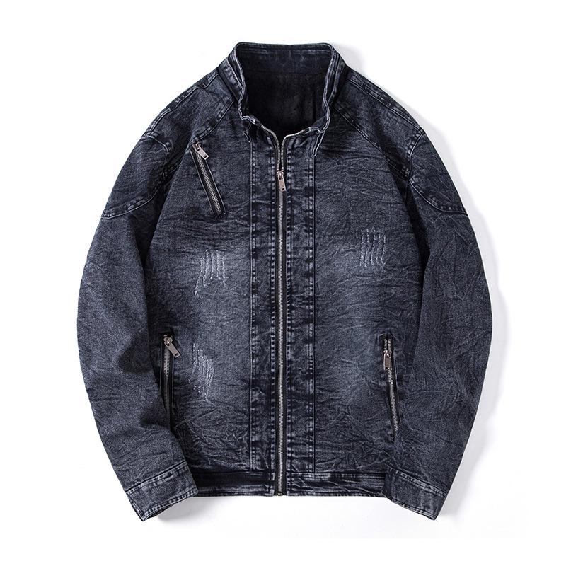 

Youth Stand Collar Spring Denim Jacket - Korean Style Fashion 2XL