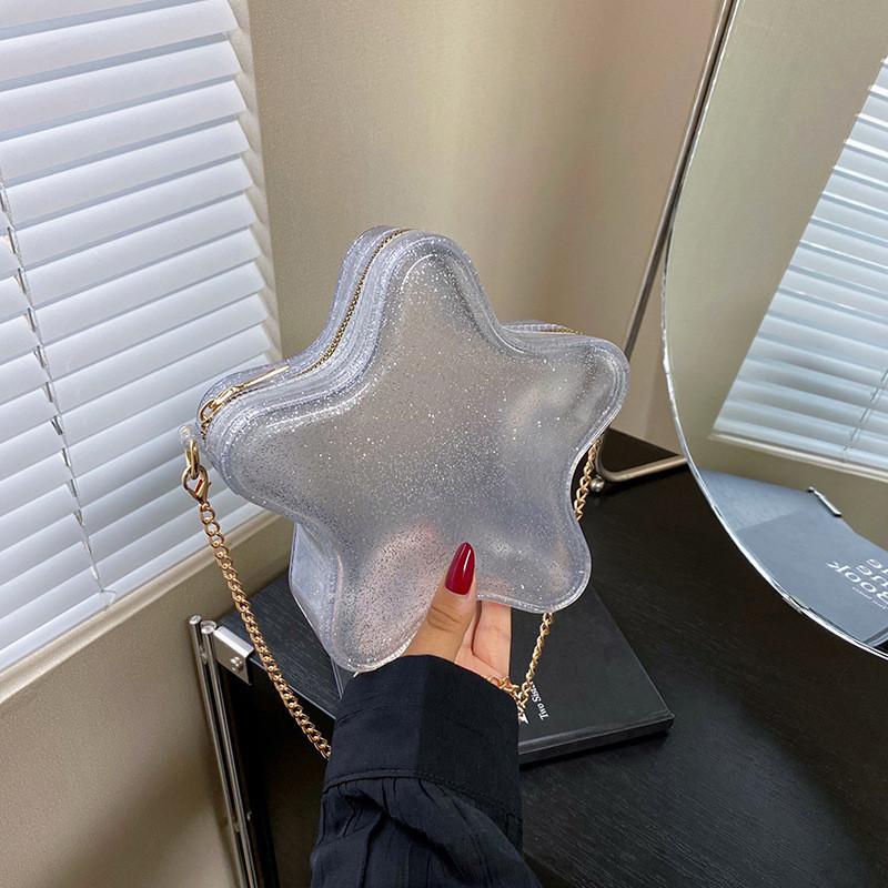 Fashion Gold Silver Star Shaped Women Single Shoulder Chain Bag For Daily Fashion
