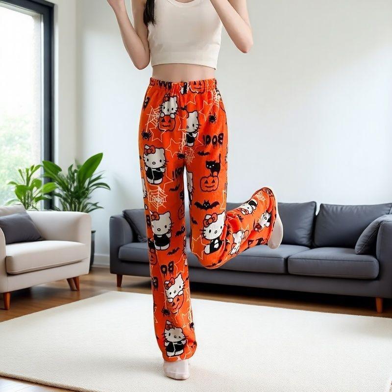 Halloween Women's Fleece-Lined Flannel Pajama Pants for Autumn/Winter – Warm & Casual