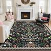 Boh Rural Style Plants and Flowers Print Large Area Rug Design Non-Slip Carpet for Living Room Bedroom Soft Floor Mat Home Decor