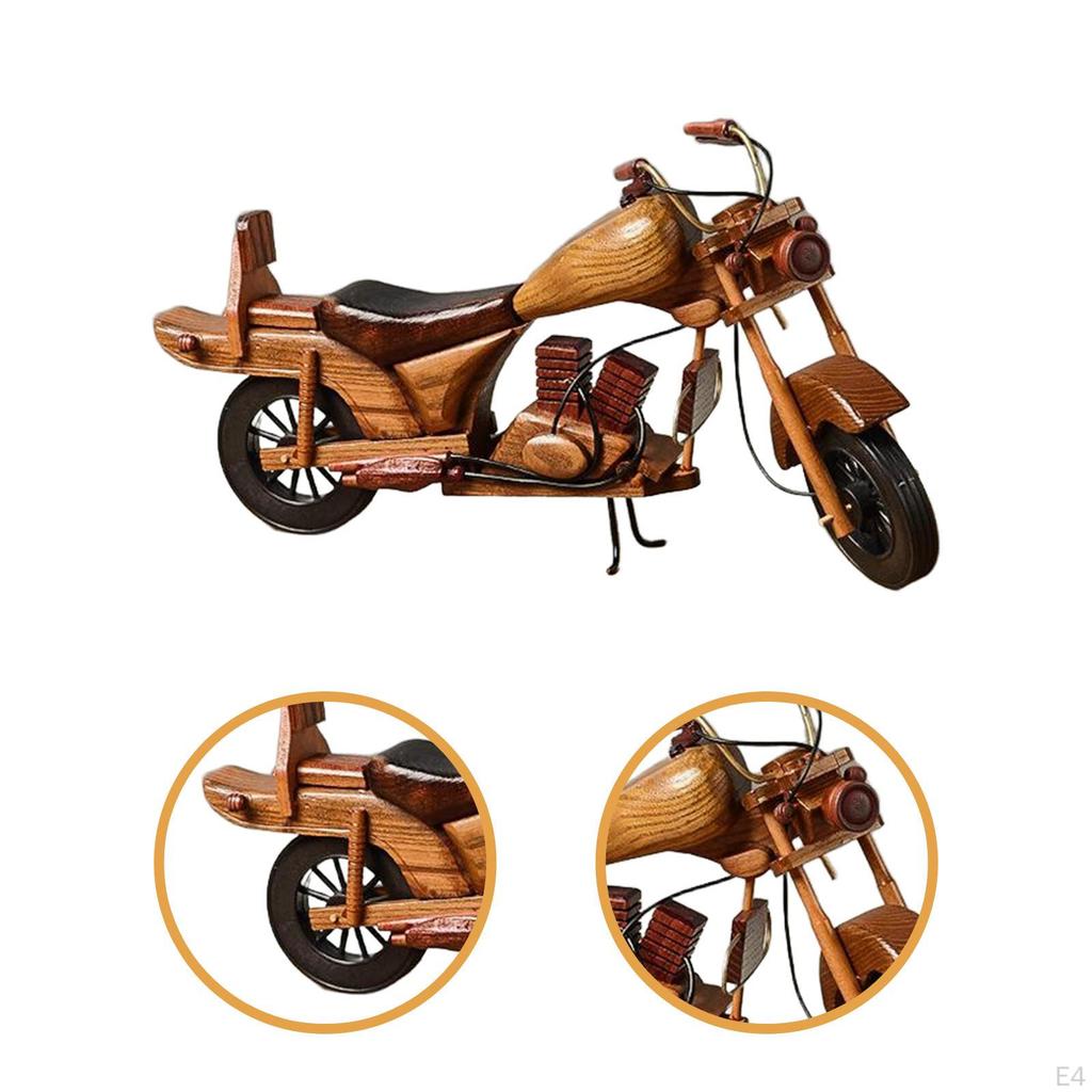 Wood Motorcycle Model Collectible Home Decoration Collectibles Vintage Design Motorbike Sculpture