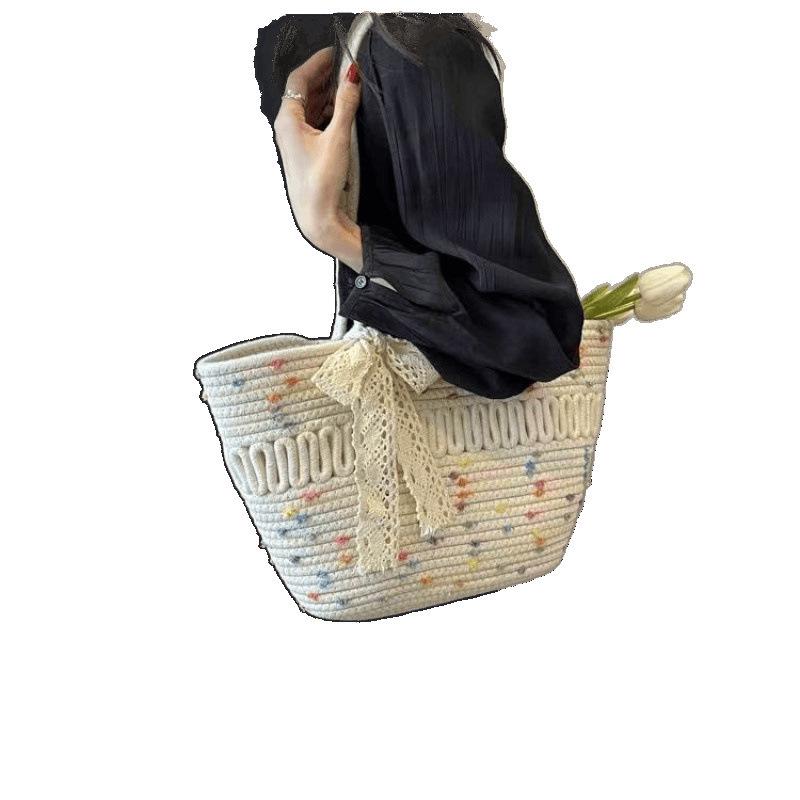 Hepburn-Style French Straw Beach Bag - Women's Large Capacity Woven Crossbody & Shoulder Bag